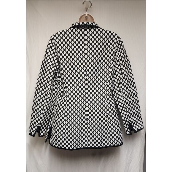 Nina MClemore JACQUARD DIAMOND CAR LONG SLEEVE BLACK COAT BLAZER JACKET SIZE 1 - Picture 5 of 7